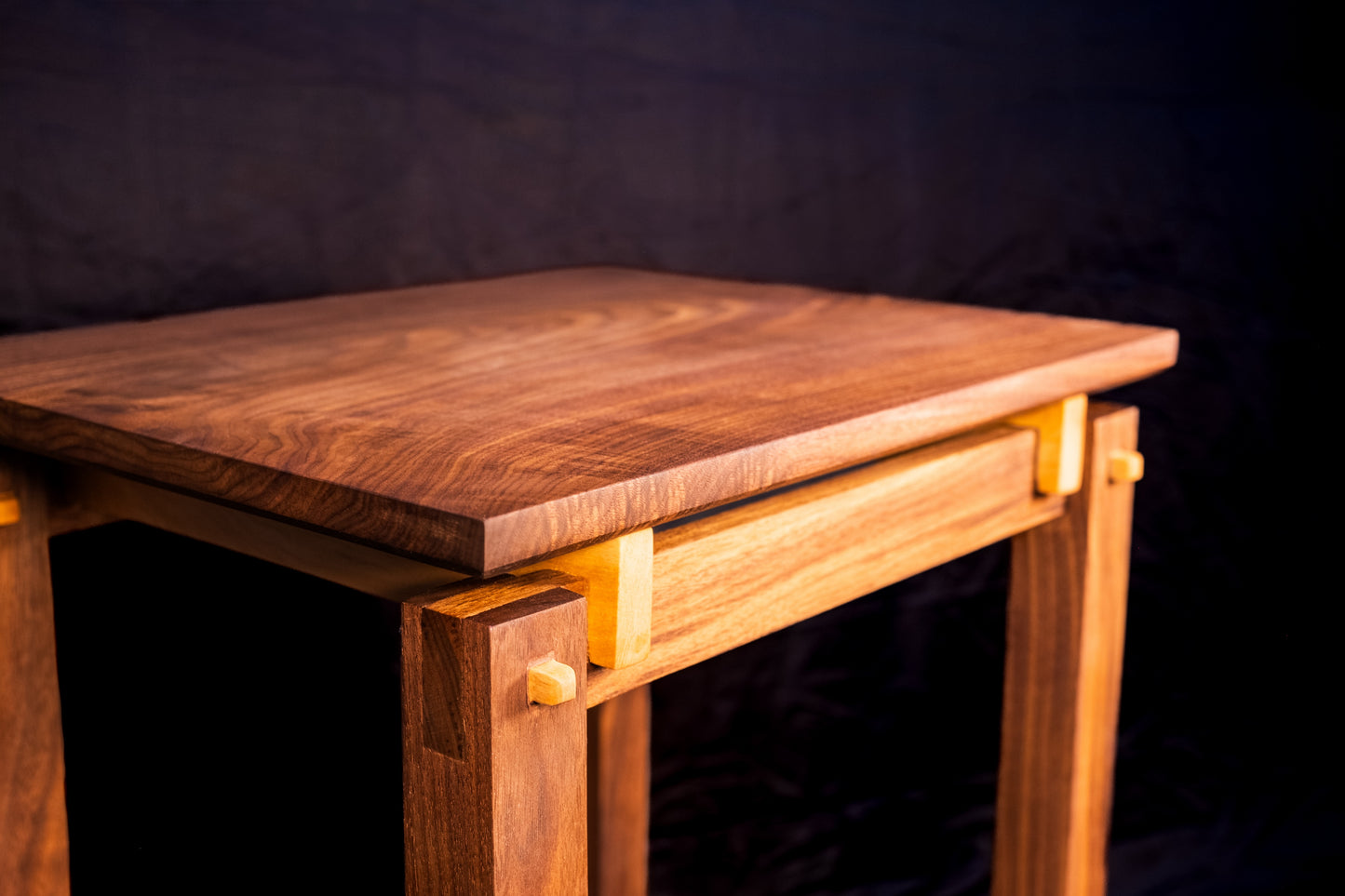 Walnut and White Oak Japanese End Table