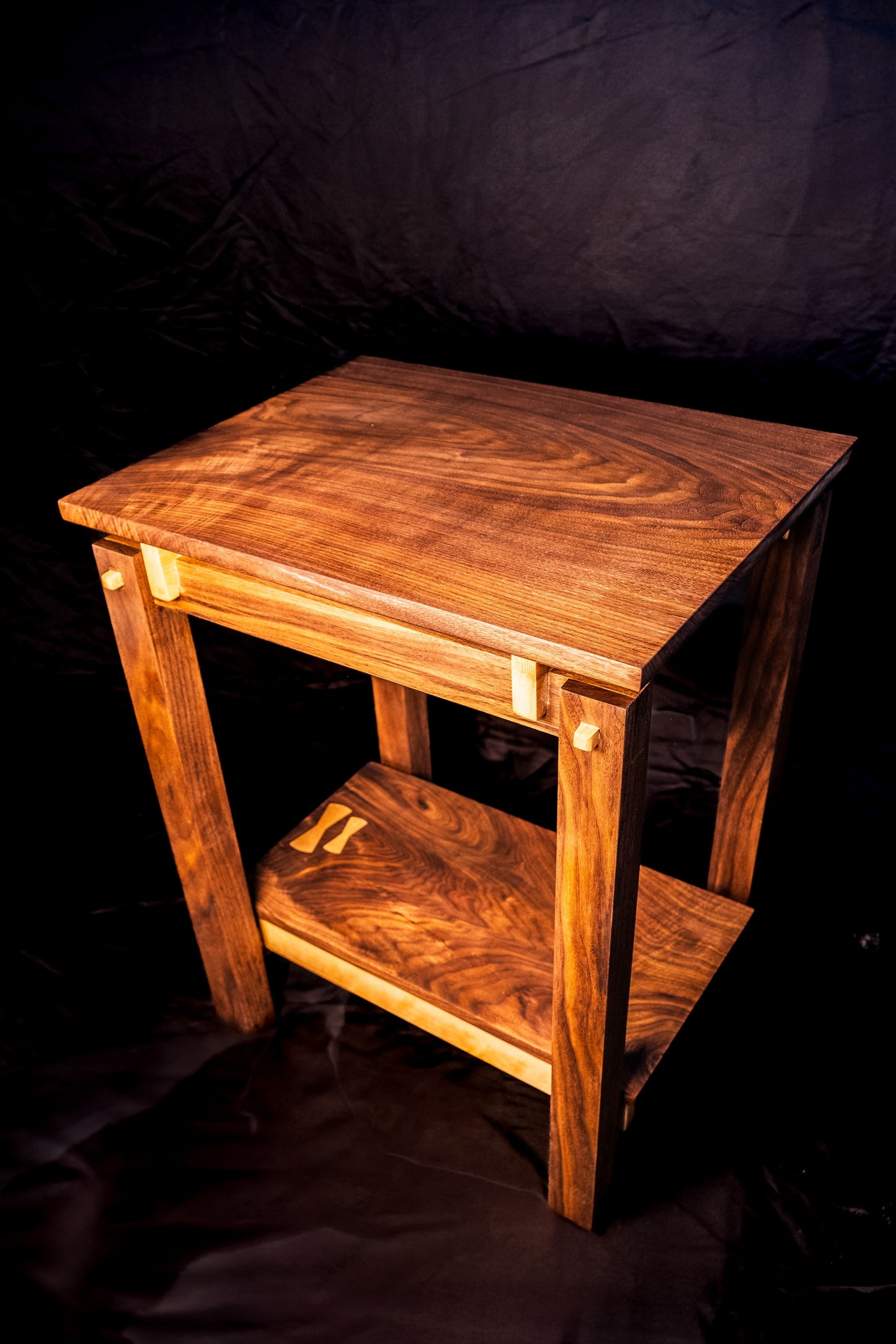 Walnut and White Oak Japanese End Table