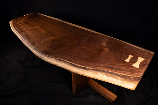 Handcrafted Walnut Wooden Coffee Table - Live Edge Design