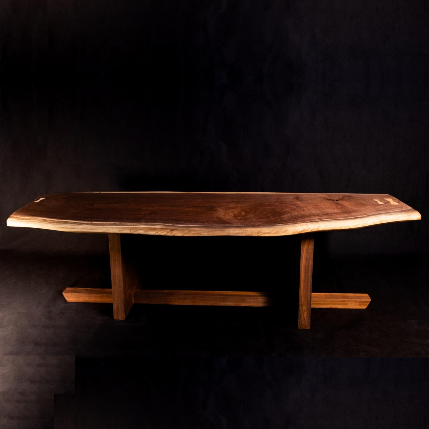 Handcrafted Walnut Wooden Coffee Table - Live Edge Design