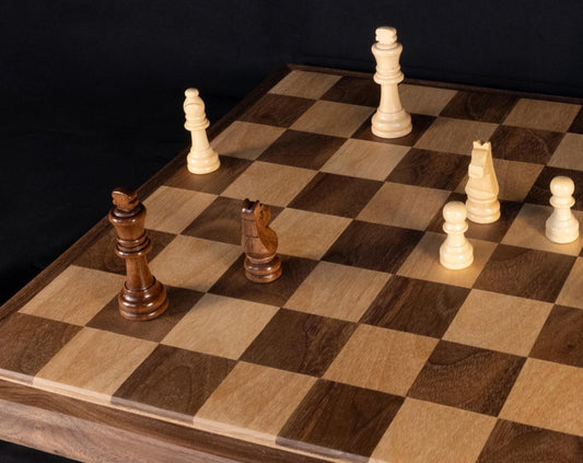 Luxurious Handcrafted Walnut & White Oak Wooden Chessboard – A Timeless Masterpiece